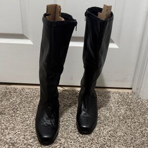 Black Knee-High Leather Boots